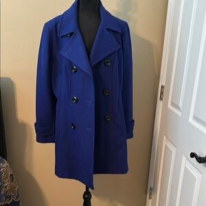 Anne Klein Royal Blue Double-Breasted Pea Coat